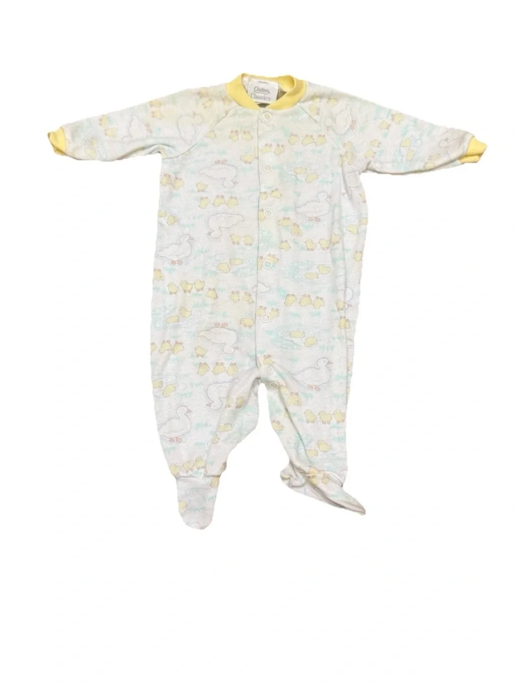 Vintage Carter’s Baby Footed Sleeper Duck Pajamas Unisex Yellow Goose